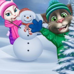 Talking Tom Playing Snowballs